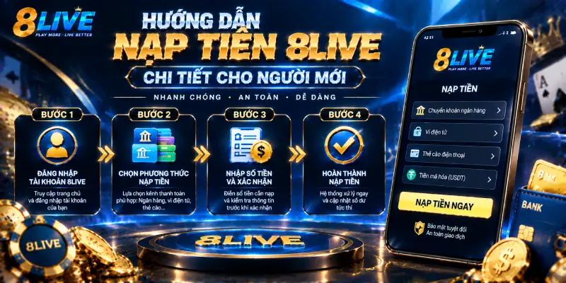 HƯỚNG DẪN NẠP TIỀN 8LIVE CHI TIẾT CHO NGƯỜI MỚI